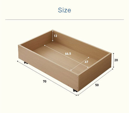 ベッド下収納ボックス 単品 幅70 奥行50 キャスター付き 収納ケース 収納ラック 引き出し収納 ソファー下収納 木製