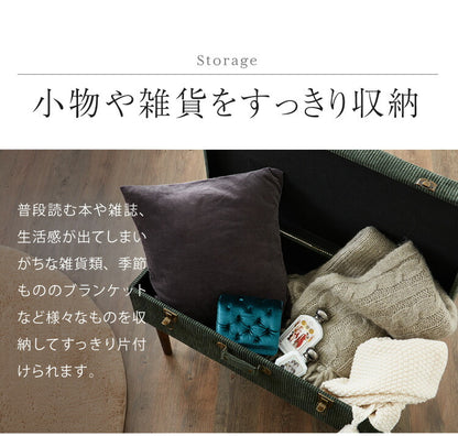 トランクベンチ コーデュロイ 幅80cm トランク型 収納スツール 収納ボックス オットマン ビロード ファブリック 腰掛 腰掛け かわいい おしゃれ お洒落 1人掛け 2人掛け 収納付き フタ付 蓋付 玄関