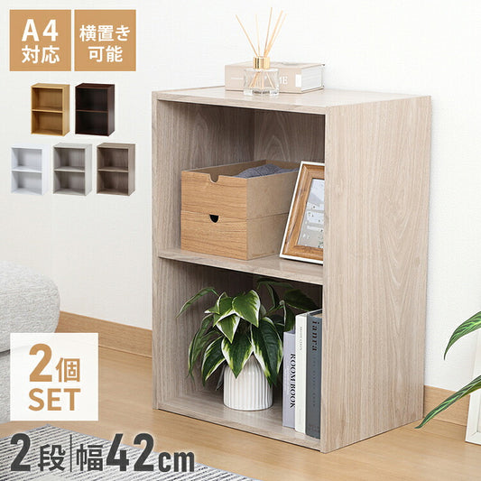 カラーボックス 2段 固定棚 2個セット 幅42 奥行29 高さ60 木製 本棚 収納ボックス 収納 二段 書棚 BOX テレビ台 収納用品 押入れ収納 組み合わせ