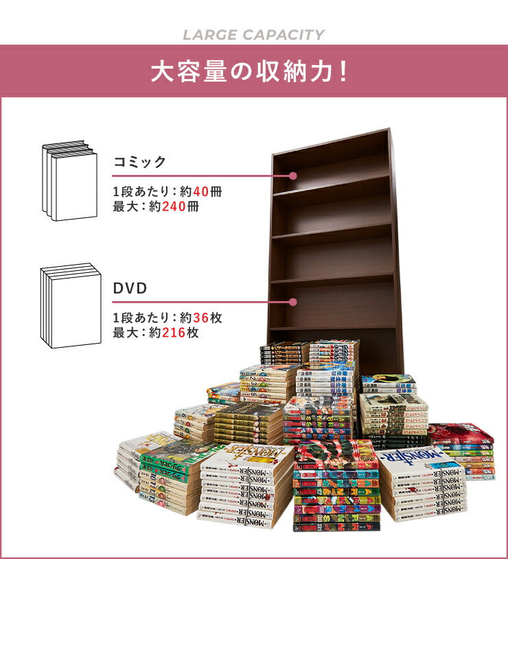 本棚 スリム 書棚 6段 幅60 高さ134 奥行17 木製 ブックシェルフ 収納 薄型 シェルフ ハイタイプ カラーボックス おしゃれ