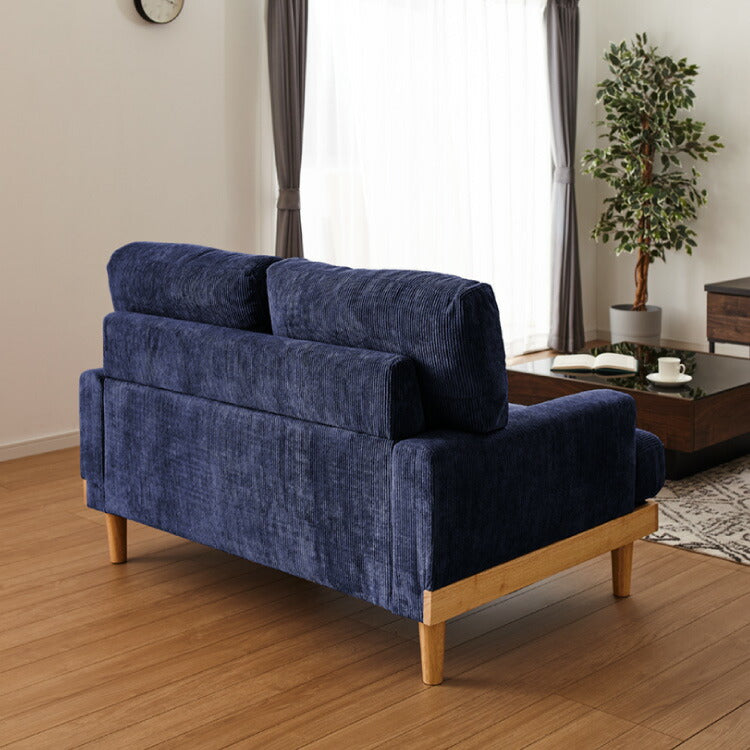 ソファ コーデュロイソファ 幅131cm 完成品 2p 2人掛け ロータイプ 天然木 クッション おしゃれ 北欧 モダン シンプル 一人暮らし コンパクト 肘あり 肘掛け ハイバック(代引不可)