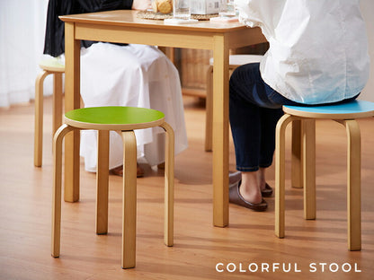 スツール 木製 カラフルスツール 同色6脚セット 曲脚イス 椅子 丸いす 丸椅子 丸イス スタッキング チェア シンプル ウッド