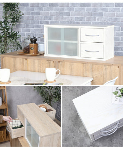 カウンター上収納 幅60cm 調味料ラック 引き出し カトラリーボックス 収納ラック スパイスラック 木目調 キッチン リビング ダイニング キッチン収納