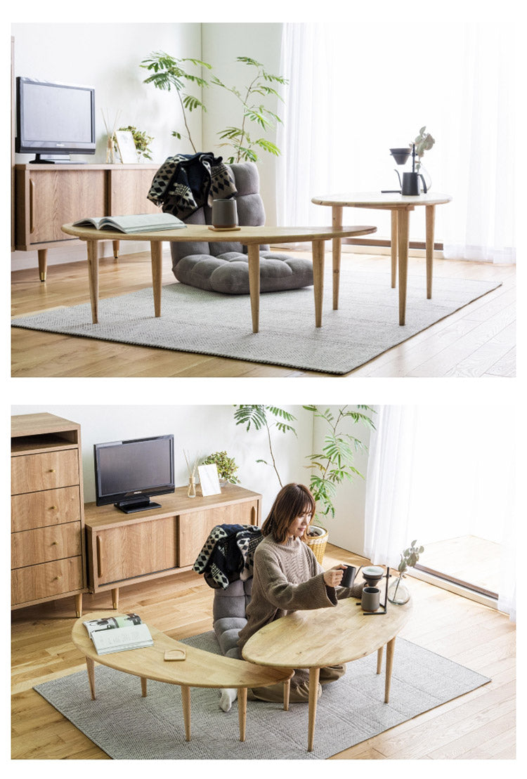 テーブル 2点セット ローテーブル ロータイプ L字デスク L字ローデスク 天然木 北欧 木製 おしゃれ かわいい コーヒーテーブル ソファーテーブル(代引不可)
