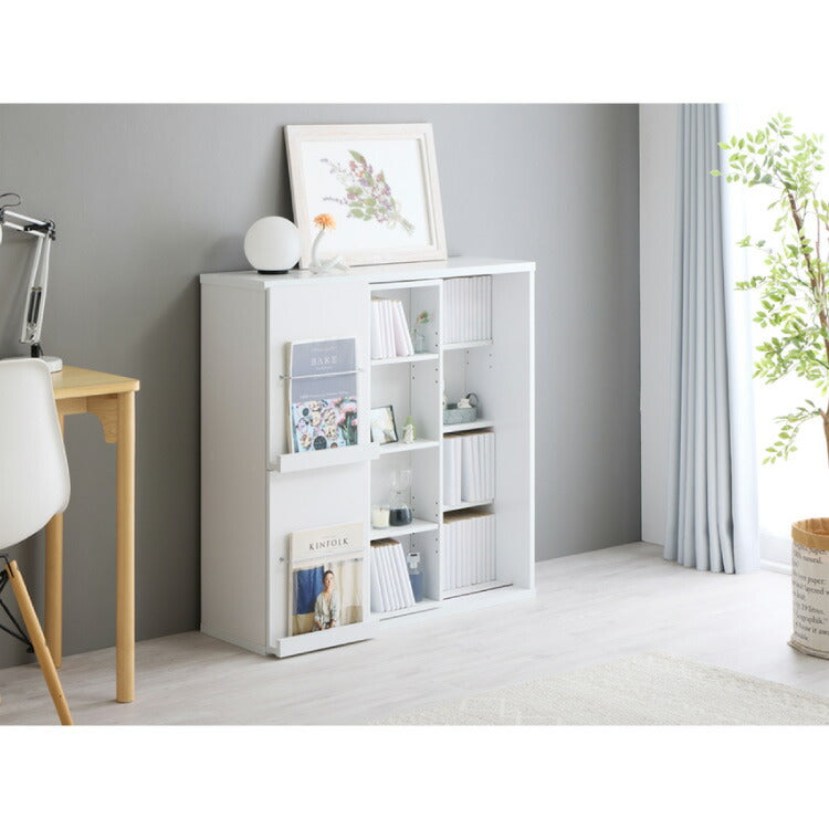 本棚 幅90cm スライド本棚 大容量 扉付き ディスプレイラック 推し活