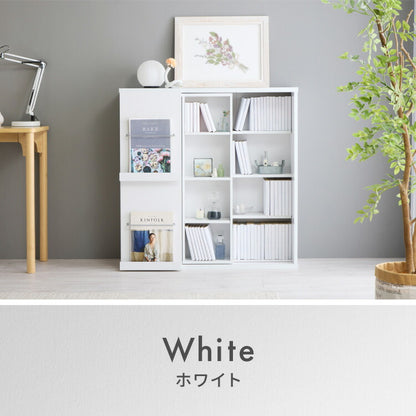 本棚 幅90cm スライド本棚 大容量 扉付き ディスプレイラック 推し活 フラップ扉 木目 可動棚 収納棚 コミックラック コミック収納 収納ラック シェルフ おしゃれ 省スペース リビング 一人暮らし コミック 文庫本 絵本 CD DVD A4