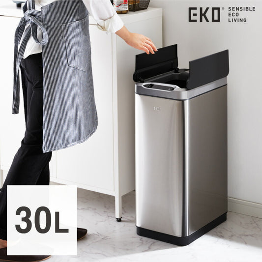 ゴミ箱 30L EKO ごみ箱 センサー式 ダストボックス 幅25 ステンレス ふた付き 大容量 非接触 清潔 シンプル 生ごみ センサー付き 電池 リビング