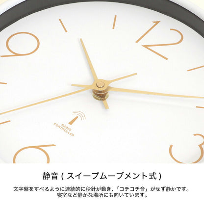電波掛時計 電波時計 おしゃれ 北欧 かわいい 掛け時計 アンティーク インテリア 子供部屋 時計 ナチュラル ゴールド(代引不可)