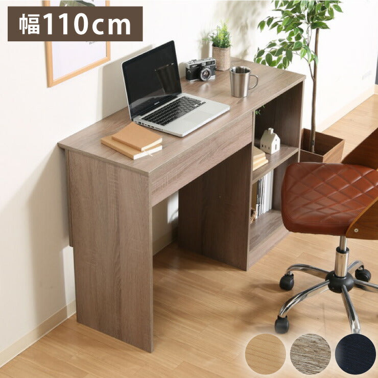 組立簡単 片袖デスク パソコンデスク 幅110 奥行40 高さ74.5 シンプル おしゃれ オフィスデスク 学習デスク 引き出し 木目 木製