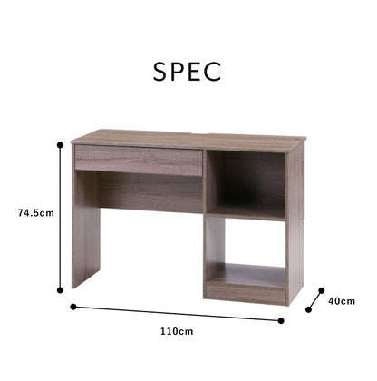 組立簡単 片袖デスク パソコンデスク 幅110 奥行40 高さ74.5 シンプル おしゃれ オフィスデスク 学習デスク 引き出し 木目 木製