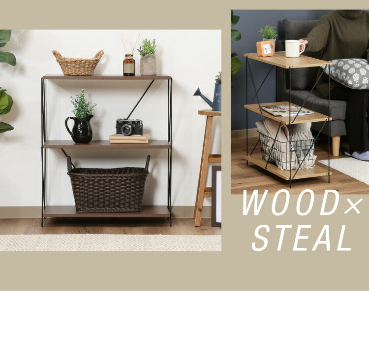 ワイヤーラック 3段 幅62cm 木目調 スチール 組み立て簡単 工具不要 おしゃれ 北欧 収納 スチールラック ワイヤーラック スチールシェルフ 子供部屋 洗面所 ディスプレイラック 隙間収納 すきま収納(代引不可)