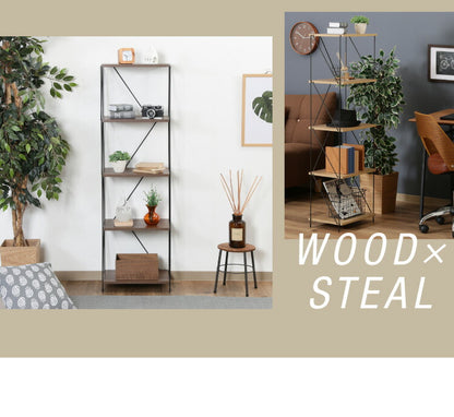 ワイヤーラック 5段 幅42cm 木目調 スチール 組み立て簡単 工具不要 おしゃれ 北欧 収納 スチールラック ワイヤーラック スチールシェルフ 子供部屋 洗面所 ディスプレイラック 隙間収納 すきま収納(代引不可)