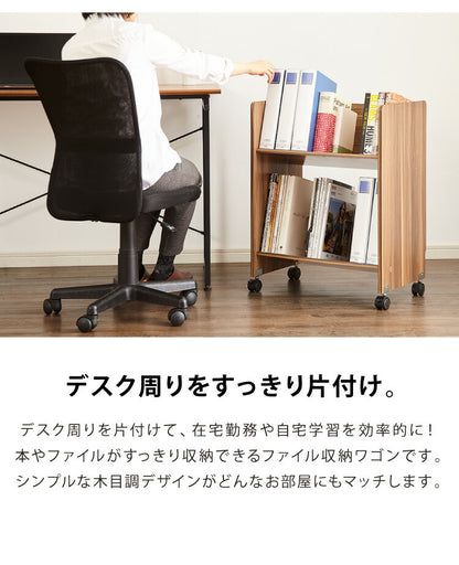 ファイルワゴン ファイルラック キャスター付き 2段 幅55cm 奥行35cm A4 斜め ファイル収納 ファイルボックス 高さ72cm