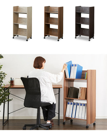 ファイルワゴン ファイルラック キャスター付き 3段 幅55cm 奥行35cm A4 斜め ファイル収納 ファイルボックス 高さ111cm