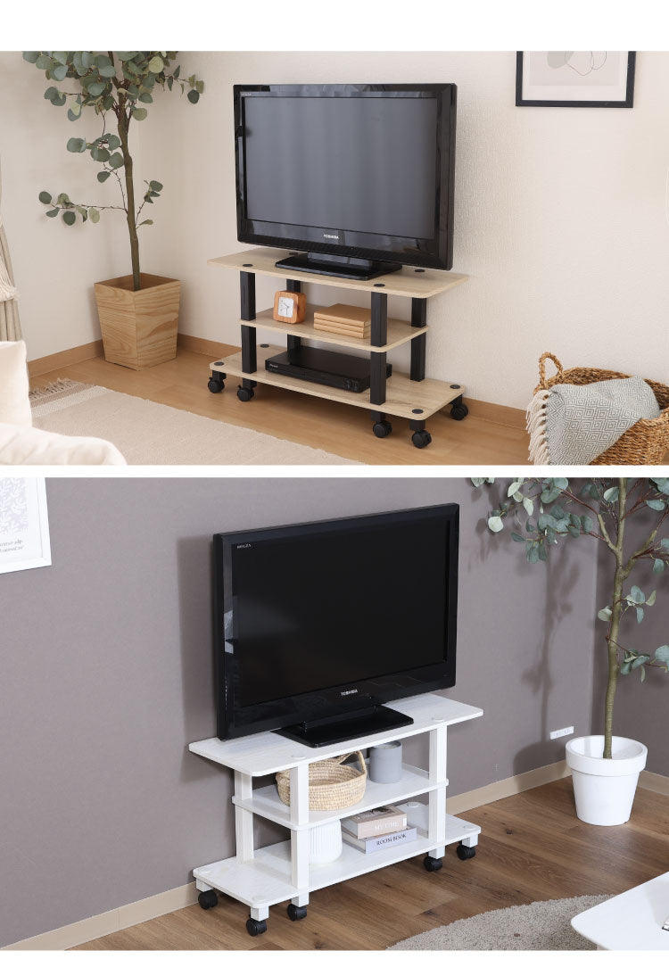 工具不要 テレビ台 キャスター付き 幅80cm オープンラック 木目調 収納家具 テレビボード リビングボード サイドボード TV台 TVボード AV機器 リビング ダイニング