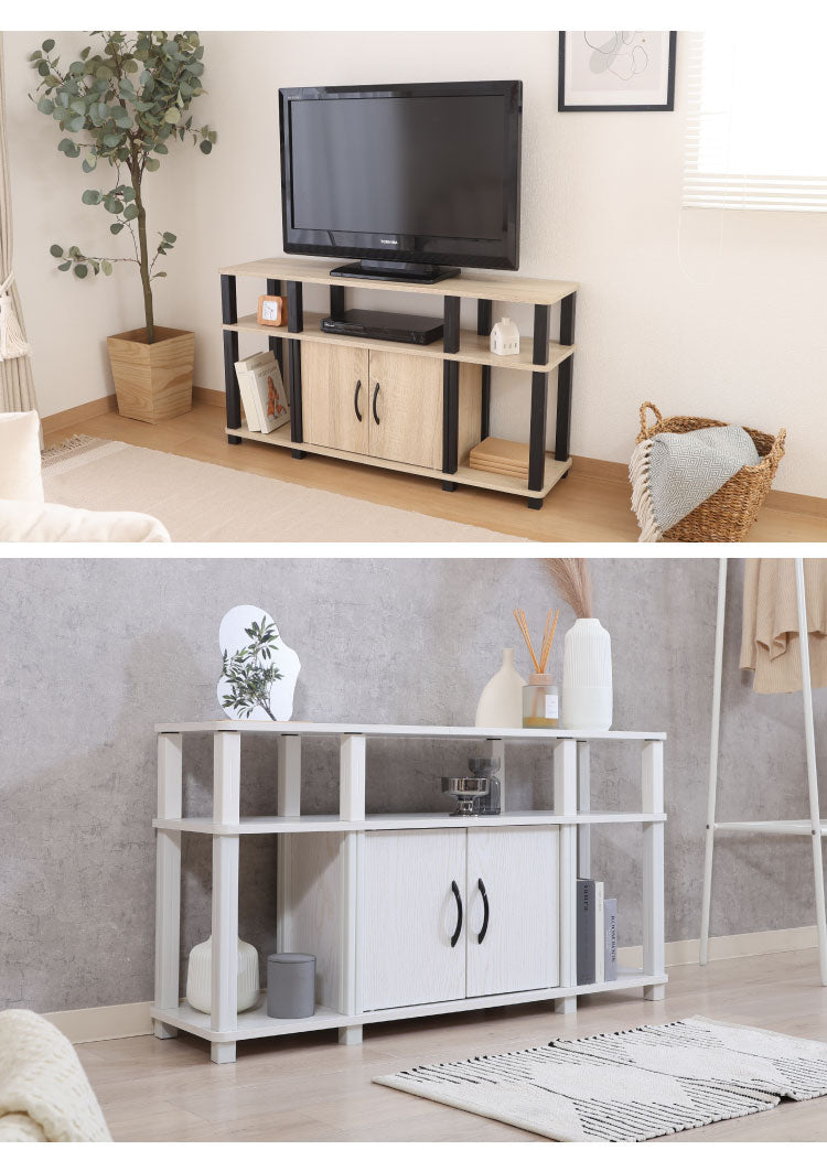 組立簡単 テレビ台 ハイタイプ 幅110cm オープンラック 木目調 収納家具 テレビボード リビングボード サイドボード TV台 TVボード リビング ダイニング