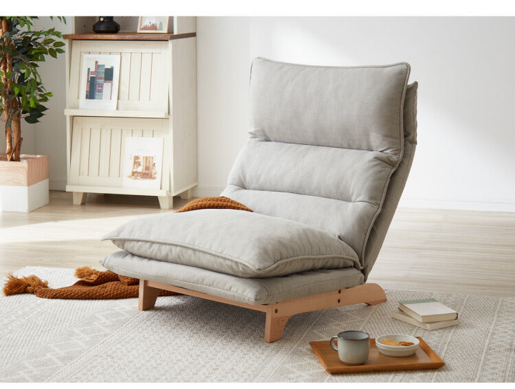 リクライニング ローソファ 1人掛け 6段階調節 ヘッド5段階ギア パーソナルチェア ハイバック 座椅子 ロータイプ ソファ sofa 北欧 ナチュラル ファブリック(代引不可)