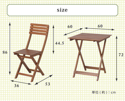 【500円OFF】ガーデンテーブル&チェアー2個セット 木製 アカシア 折りたたみ カフェ風 バルコニー アウトドア シンプル 【Philos】 フィロス(代引不可)