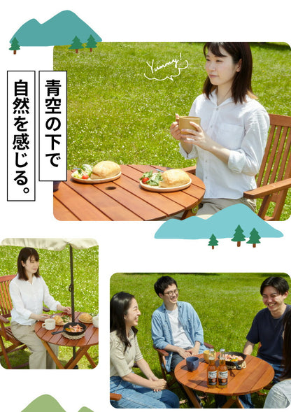 ガーデンチェア フォールディングチェア 肘付き 単品 庭 折りたたみ ガーデンファニチャーセット 雨ざらし おしゃれ ガーデニング テラス アウトドア バルコニー 木製 アカシア(代引不可)