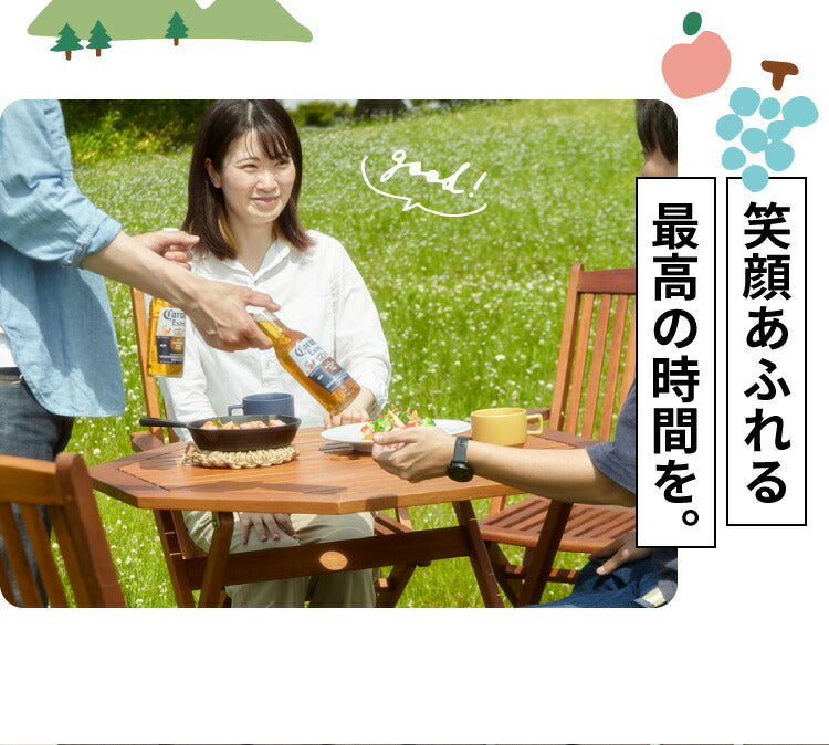 ガーデン テーブル セット 5点セット 八角テーブル 110 折りたたみ 肘付き ガーデンチェア アカシア 木製 ガーデンファニチャー 雨ざらし おしゃれ ガーデニング テラス アウトドア バルコニー(代引不可)