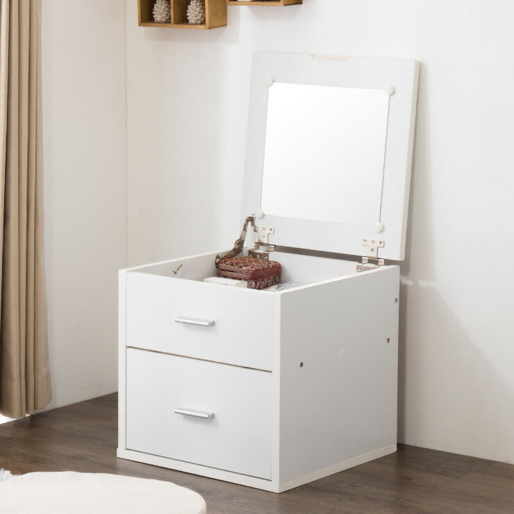 ドレッサー テーブル 幅39cm 奥行39cm 高さ39cm 鏡 ミラー 引き出し ホワイト 組み立て品 シンプル 一人暮らし コスメ収納 メイク 化粧台 鏡台 ディスプレイラック コンパクト