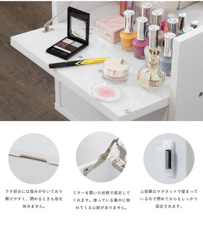 ドレッサー テーブル 幅39cm 奥行39cm 高さ39cm 鏡 ミラー 引き出し ホワイト 組み立て品 シンプル 一人暮らし コスメ収納 メイク 化粧台 鏡台 ディスプレイラック コンパクト