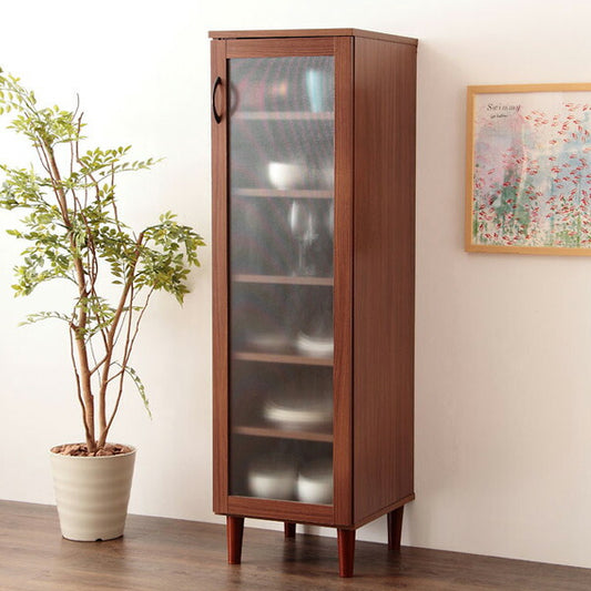 食器棚 スリム 幅40cm 奥行43cm 高さ136.5cm 扉式  脚付き 可動棚 6段 おしゃれ 北欧 モダン ハイカップボード 木目 隙間収納 キッチン収納 カップラック ガラス扉 省スペース アルトシリーズ ALTO