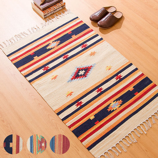キリム コットンマット 70×120 ラグ ラグマット アジアン インド 玄関マット キッチンマット バスマット 洗える 長方形