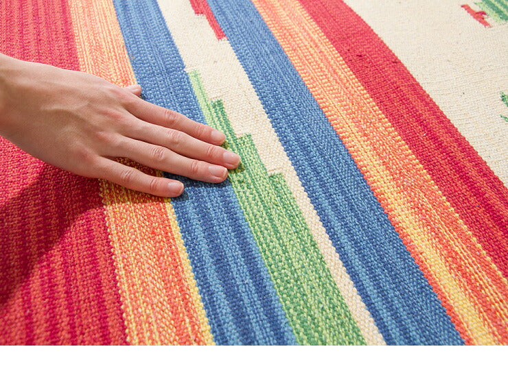 キリム コットンマット 70×120 ラグ ラグマット アジアン インド 玄関マット キッチンマット バスマット 洗える 長方形