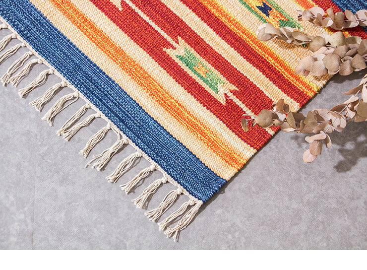 キリム コットンマット 70×120 ラグ ラグマット アジアン インド 玄関マット キッチンマット バスマット 洗える 長方形