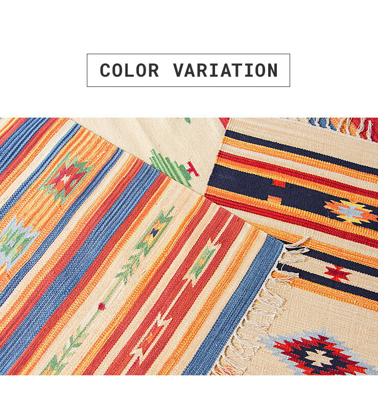 キリム コットンマット 70×120 ラグ ラグマット アジアン インド 玄関マット キッチンマット バスマット 洗える 長方形