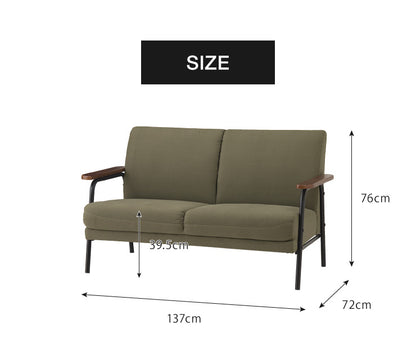 アイアンウッドソファ ファブリックタイプ 2人掛け 木肘 インダストリアル アイアン 木製 ソファ ソファー 2P シンプル 二人掛け ソファインテリア