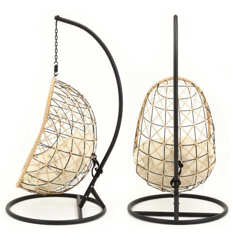 ハンギングチェア 野外 クッション付き ベランダ ガーデン 大型 北欧 おしゃれ 卵型 たまご型 エッグ型 リラックスチェア パーソナルチェア(代引不可)