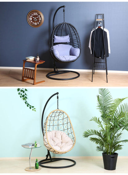 ハンギングチェア 野外 クッション付き ベランダ ガーデン 大型 北欧 おしゃれ 卵型 たまご型 エッグ型 リラックスチェア パーソナルチェア(代引不可)