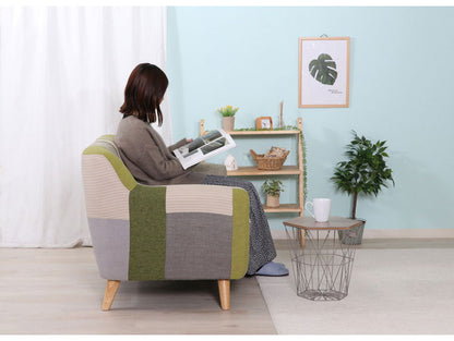 ソファ 2人掛け 幅134 パッチワーク おしゃれ 北欧 ファブリック カフェ ソファー sofa 二人掛け 2P ローソファ フロアソファ かわいい(代引不可)