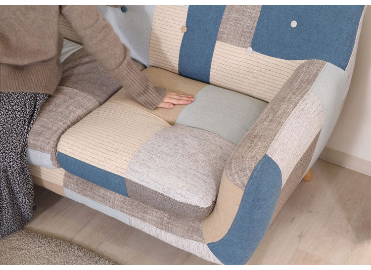 ソファ 2人掛け 幅134 パッチワーク おしゃれ 北欧 ファブリック カフェ ソファー sofa 二人掛け 2P ローソファ フロアソファ かわいい(代引不可)