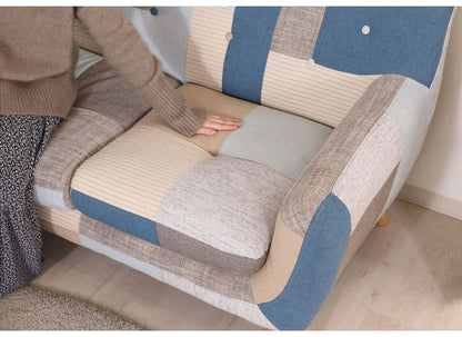 ソファ 2人掛け 幅134 パッチワーク おしゃれ 北欧 ファブリック カフェ ソファー sofa 二人掛け 2P ローソファ フロアソファ かわいい(代引不可)