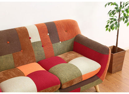 ソファ 2人掛け 幅134 パッチワーク おしゃれ 北欧 ファブリック カフェ ソファー sofa 二人掛け 2P ローソファ フロアソファ かわいい(代引不可)