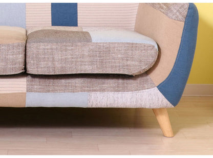 ソファ 2人掛け 幅134 パッチワーク おしゃれ 北欧 ファブリック カフェ ソファー sofa 二人掛け 2P ローソファ フロアソファ かわいい(代引不可)
