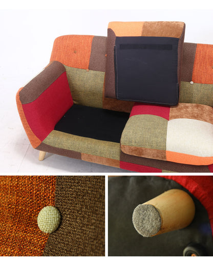 ソファ 2人掛け 幅134 パッチワーク おしゃれ 北欧 ファブリック カフェ ソファー sofa 二人掛け 2P ローソファ フロアソファ かわいい(代引不可)