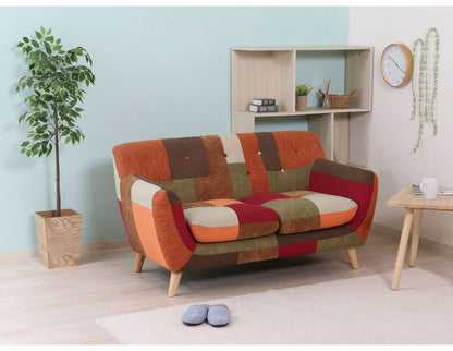 ソファ 2人掛け 幅134 パッチワーク おしゃれ 北欧 ファブリック カフェ ソファー sofa 二人掛け 2P ローソファ フロアソファ かわいい(代引不可)