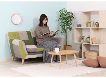 ソファ 2人掛け 幅134 パッチワーク おしゃれ 北欧 ファブリック カフェ ソファー sofa 二人掛け 2P ローソファ フロアソファ かわいい(代引不可)