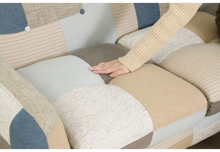 ソファ 3人掛け 幅182 パッチワーク おしゃれ 北欧 ファブリック カフェ ソファー sofa 三人掛け 3P ローソファ フロアソファ かわいい(代引不可)