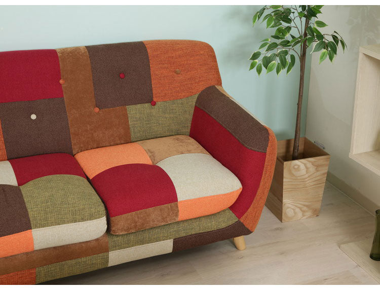 ソファ 3人掛け 幅182 パッチワーク おしゃれ 北欧 ファブリック カフェ ソファー sofa 三人掛け 3P ローソファ フロアソファ かわいい(代引不可)