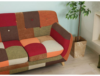 ソファ 3人掛け 幅182 パッチワーク おしゃれ 北欧 ファブリック カフェ ソファー sofa 三人掛け 3P ローソファ フロアソファ かわいい(代引不可)