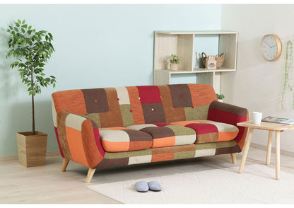 ソファ 3人掛け 幅182 パッチワーク おしゃれ 北欧 ファブリック カフェ ソファー sofa 三人掛け 3P ローソファ フロアソファ かわいい(代引不可)