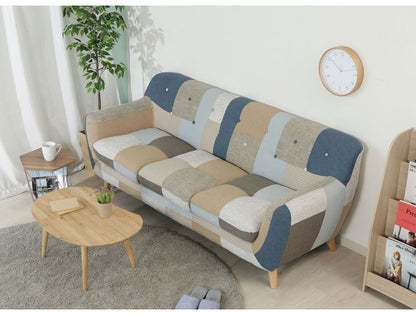 ソファ 3人掛け 幅182 パッチワーク おしゃれ 北欧 ファブリック カフェ ソファー sofa 三人掛け 3P ローソファ フロアソファ かわいい(代引不可)