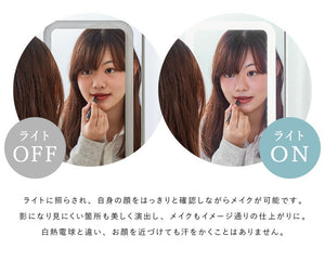 ドレッサー 三面鏡タイプ LEDライト付き 明るくて見やすい 椅子付き 化粧台 鏡 ミラー 机 コスメ収納 照明 LED 化粧 コスメ(代引不可)