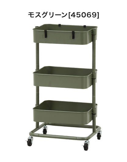 ワゴン 高さ調節可能 3段 収納ワゴン 組立簡単 ねじ不要 キャスター付き 収納ラック ナチュラル バスケット 可動式 トローリーワゴン(代引不可)