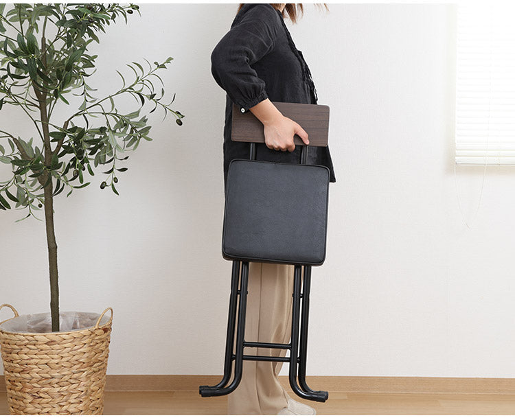 スリムチェア 折り畳み式 4点セット 背もたれ付き 肉厚 クッション コンパクト 軽量 キッチン 腰掛け スツール 椅子(代引不可)